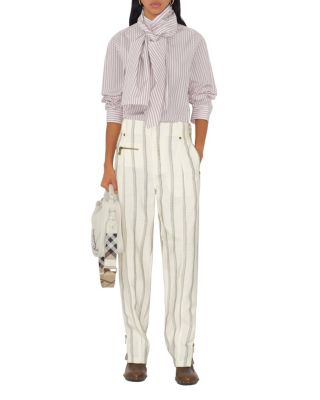 Striped Silk Blend Tailored Trousers