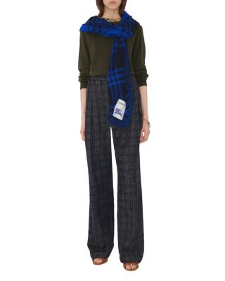  Wide Check Wool Silk Scarf