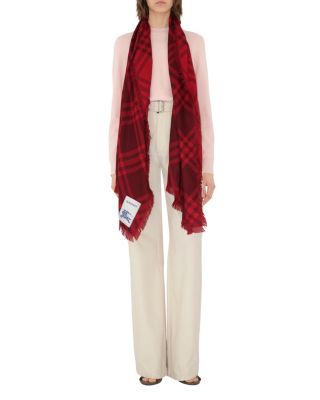  Wide Check Wool Silk Scarf