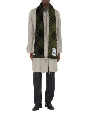  Wide Check Wool Silk Scarf