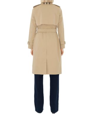  Long Check Collar Gabardine Trench Coat