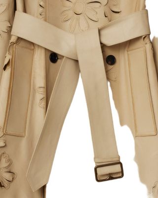 Long Cutout Daisy Suede Trench Coat