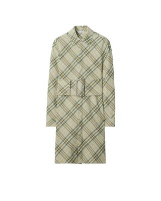 Check Stretch Linen Shirt Dress