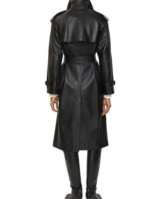 Long Leather Castleford Trench Coat