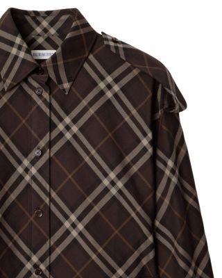 Check Cotton Flannel Shirt Dress