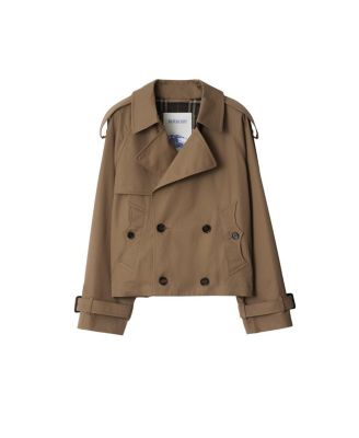 Cropped Gabardine Trench Jacket