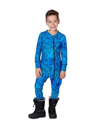  One-Piece Gradient Dinosaur Thermal Underwear - Little Kid