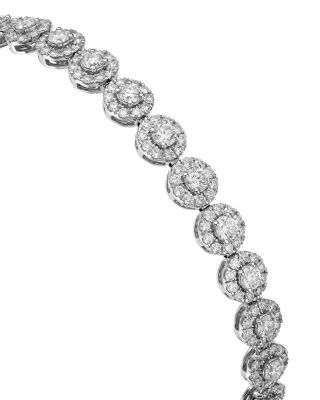  Diamond Halo Tennis Bracelet in 14K White Gold, 7.0 tcw