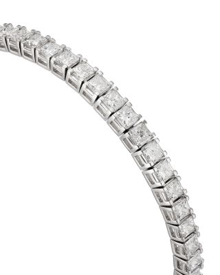 Diamond Princess Cut Tennis Bracelet in 14K White Gold, 10.10 tcw