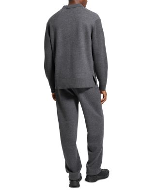Open Collar Merino Wool Polo Sweater
