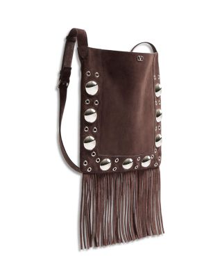Nellc&amp;ocirc;te Medium VLogo Fringed Suede Shoulder Bag