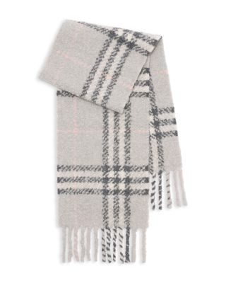 Check Alpaca Wool Blend Boucl&eacute; Scarf