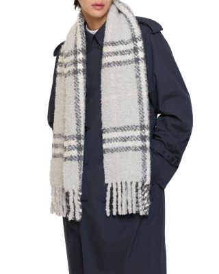 Check Alpaca Wool Blend Boucl&eacute; Scarf