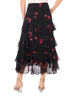 Tiered Ruffle Flounce Midi Skirt