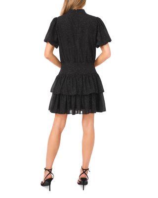Puff Sleeve Tie Neck Dress