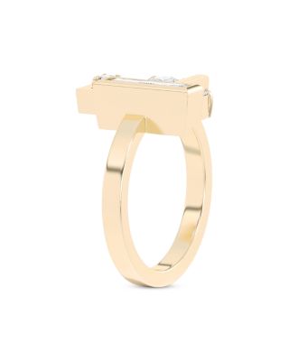 Certified Lab Grown Diamond Mixed Cut Scarpa Brilliant Olivetti Frame Ring in 14K Yellow Gold, 0.98 tcw