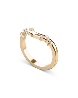 Certified Lab Grown Diamond Gaudi Batllo 2mm Curved Sea Glass Band in 14K Yellow Gold, 0.066 tcw