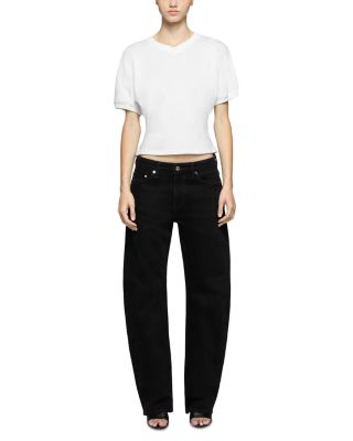 Alida High Rise Loose Bowed Jeans in Noir