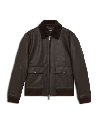 Shearling Collar Leather Jacket