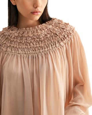 Smocked Sheer Blouse