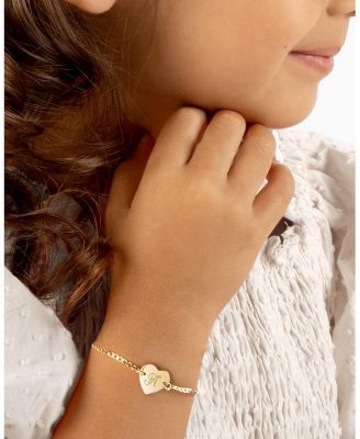  Girls' 14K Gold Heart of Gold ID & Engraved Initial Bracelet - Big Kid