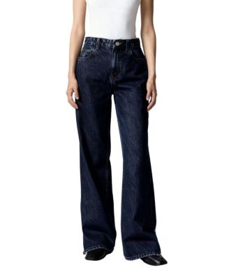  Zip Accent Straight-Leg Denim Pants in Dark Wash