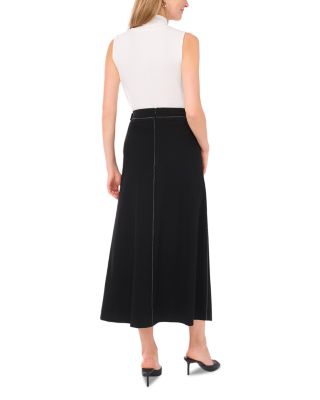 A Line Contrast Stitch Skirt
