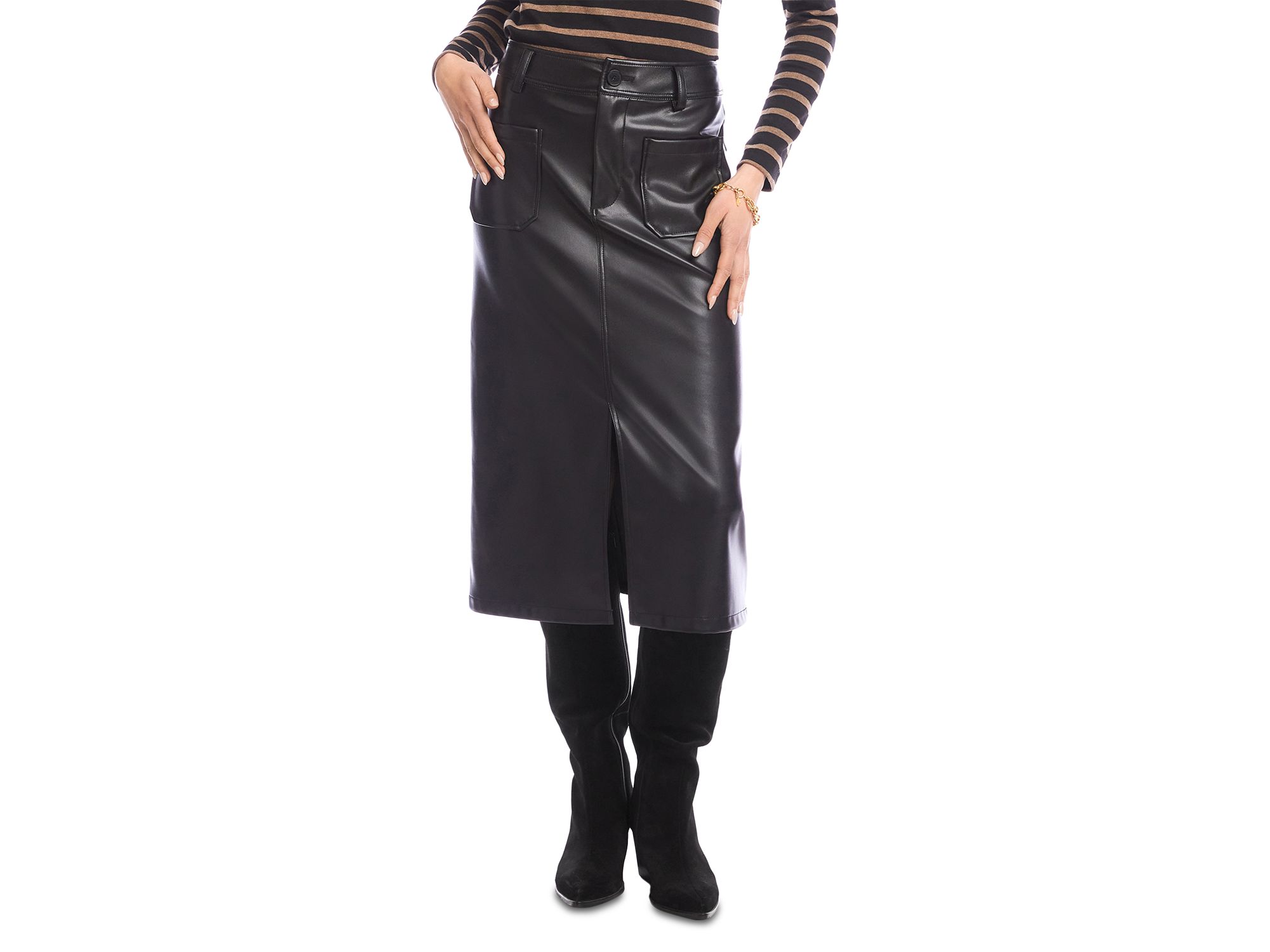 Faux Leather Midi Skirt - Image 1