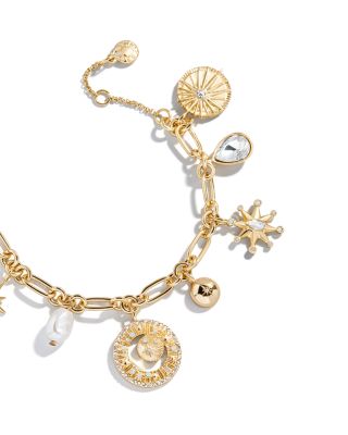 Star Power Cubic Zirconia & Imitation Pearl Celestial Charm Bracelet