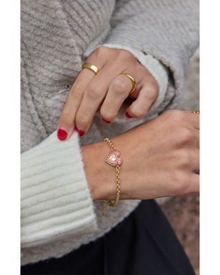 Melissa Pink Pav&eacute; Cubic Zirconia Heart Flex Bracelet 