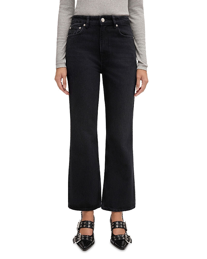 Ganni Essentials Rigid Mid Rise Bootcut Jeans in Black Washed