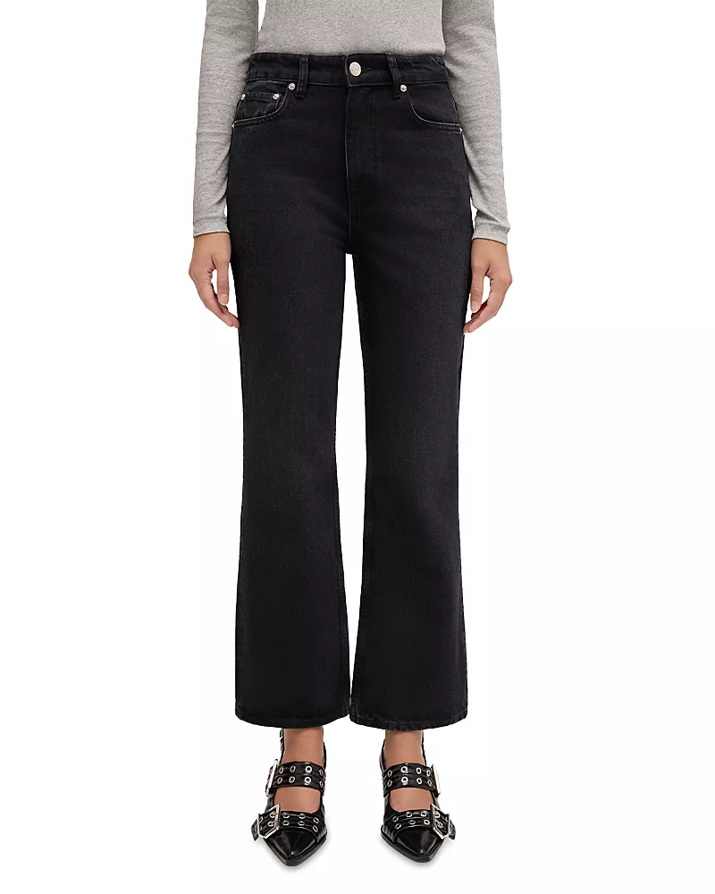 Ganni Essentials Rigid Mid Rise Bootcut Jeans in Black Washed