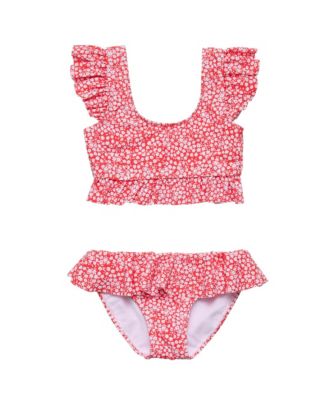 Girls' Ditsy Bloom Frilled Crop Bikini - Big Kid
