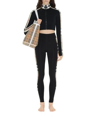 Check Trim Stretch Jersey Leggings