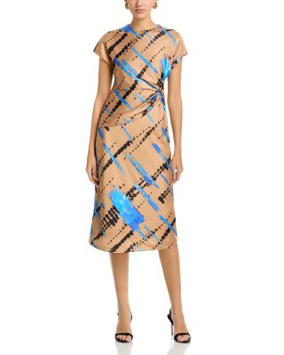 Avery Draped Printed Satin Dress