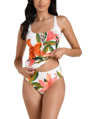 Jungle Blossoms Sweetheart Tunnel Neck Tankini Top