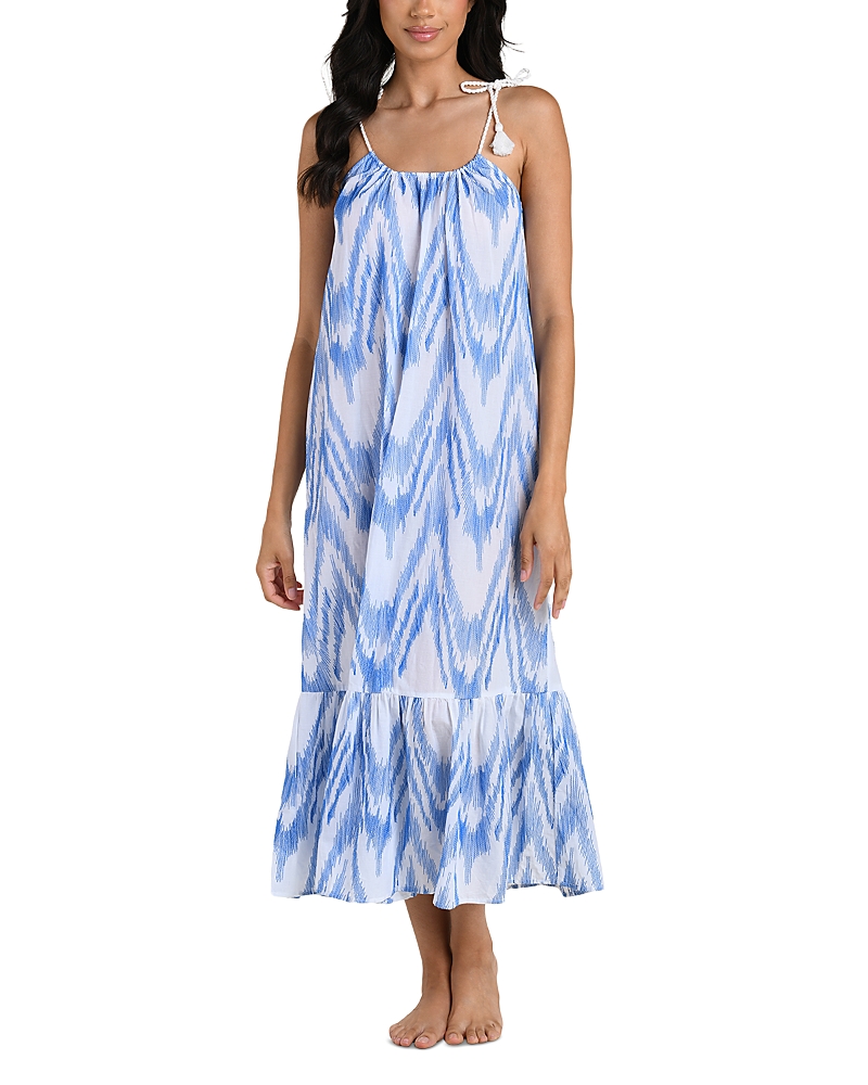 La Blanca Tidal Wave Tie Shoulder Maxi Dress Swim Cover-Up