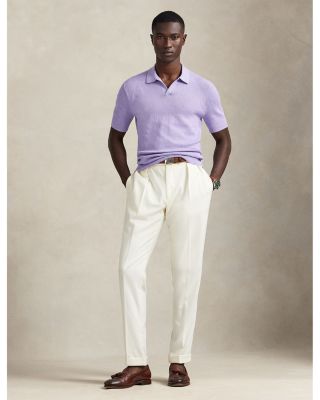 Textured Stretch Linen Blend Polo