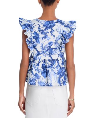 Floral Flutter Sleeved Top - Exclusive 