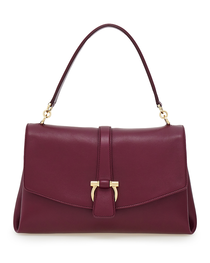 Ferragamo Front Flap Small Leather Handbag In Purple