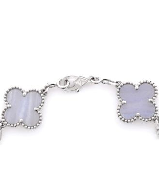  Vintage Alhambra 5 Motifs Bracelet 18K White Gold and Chalcedony
