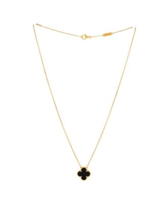  Vintage Alhambra Pendant Necklace 18K Gold and Onyx, 16.25 - 18"