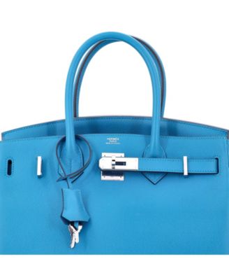Birkin 30 Handbag Blue Epsom with Palladium Hardware