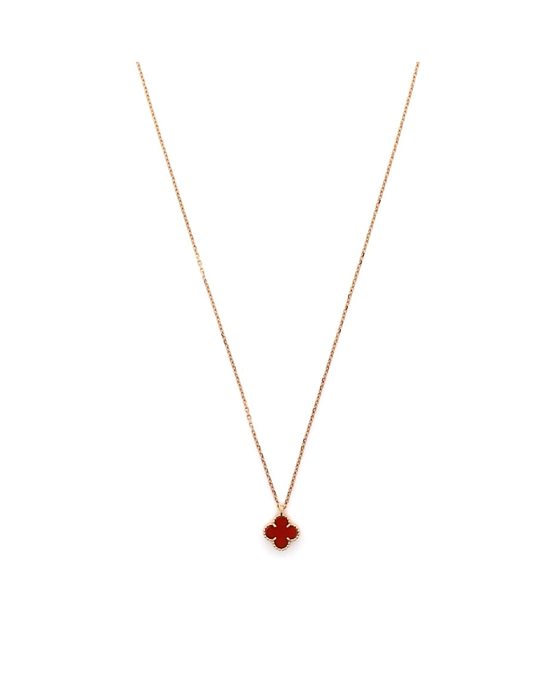 Click to view more detailed imagery on our partner's website Pre-owned Pre-owned Van Cleef & Arpels Van Cleef & Arpels Sweet Alhambra Pendant Necklace 18k Rose Gold And Carnelian, 14.75 - 15 In Pink