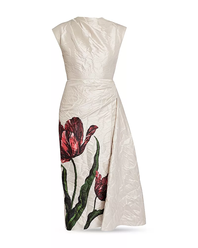 Erdem Short Sleeve Draped Dress