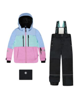  Girls' Two Piece Teknik Snowsuit with Colorblocked Jacket and Solid Pant - Big Kid