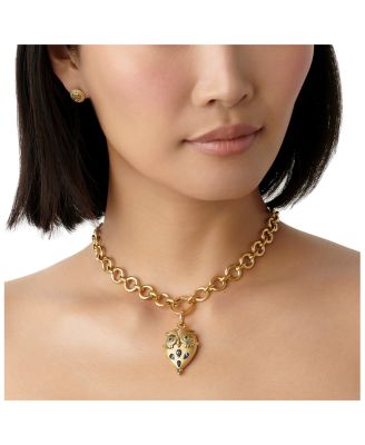 18K Yellow Gold FJ Tanzanite, Tsavorite, &amp; Diamond Night Owl Locket Pendant