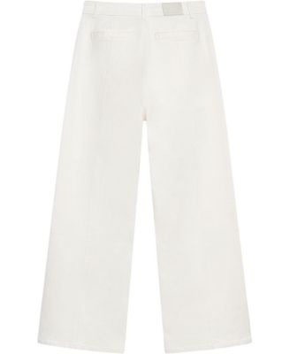 Women's White wash Embellished Wide Jeans