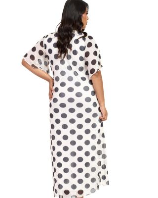Large Polka Dot Ruched Side Maxi Dress