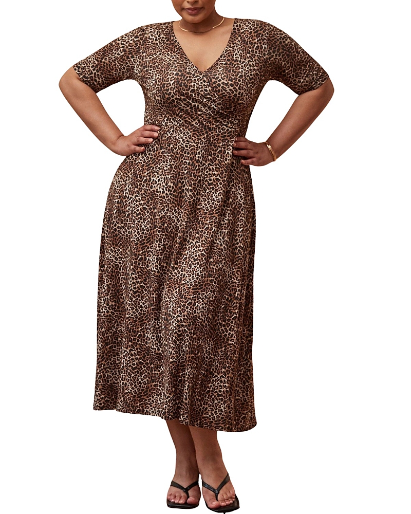 Live Unlimited Leopard Print Wrap Dress